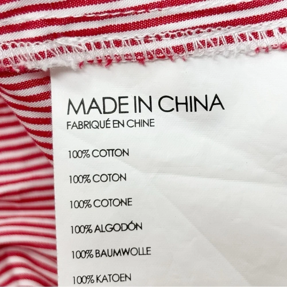 CLUB MONACO Women’s White Red Stripe HAMISI Cold Shoulder Blouse Cotton Size S